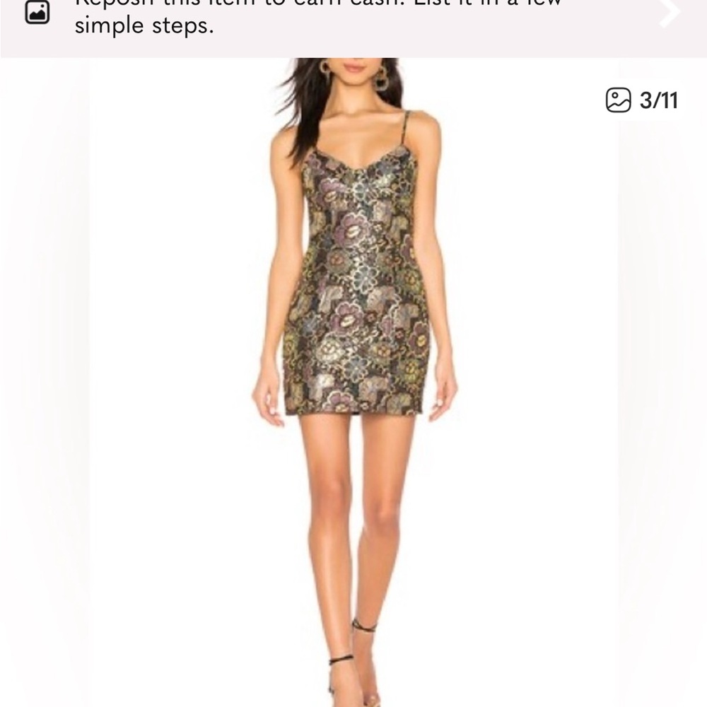 superdown Floral Jacquard Mini Dress in Yellow and Purple